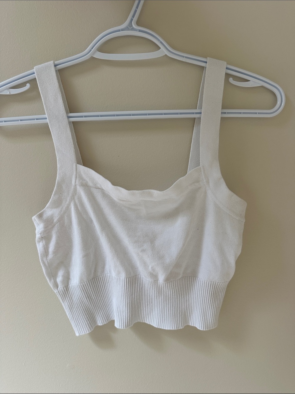 Garage White Ribbed Crop Tank Top